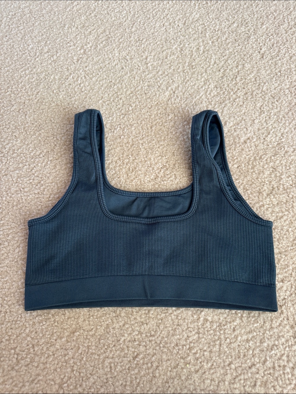 Fabletics Ribbed Square-Neck Bralette - Charcoal - Picture 2 of 5